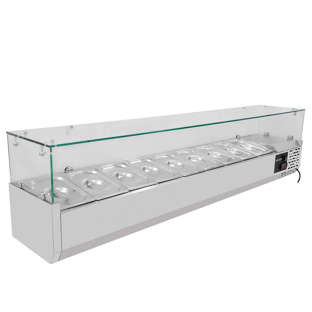 Kühlaufsatz mit Glasabdeckung 9xGN1/3, 2000 x 395 mm