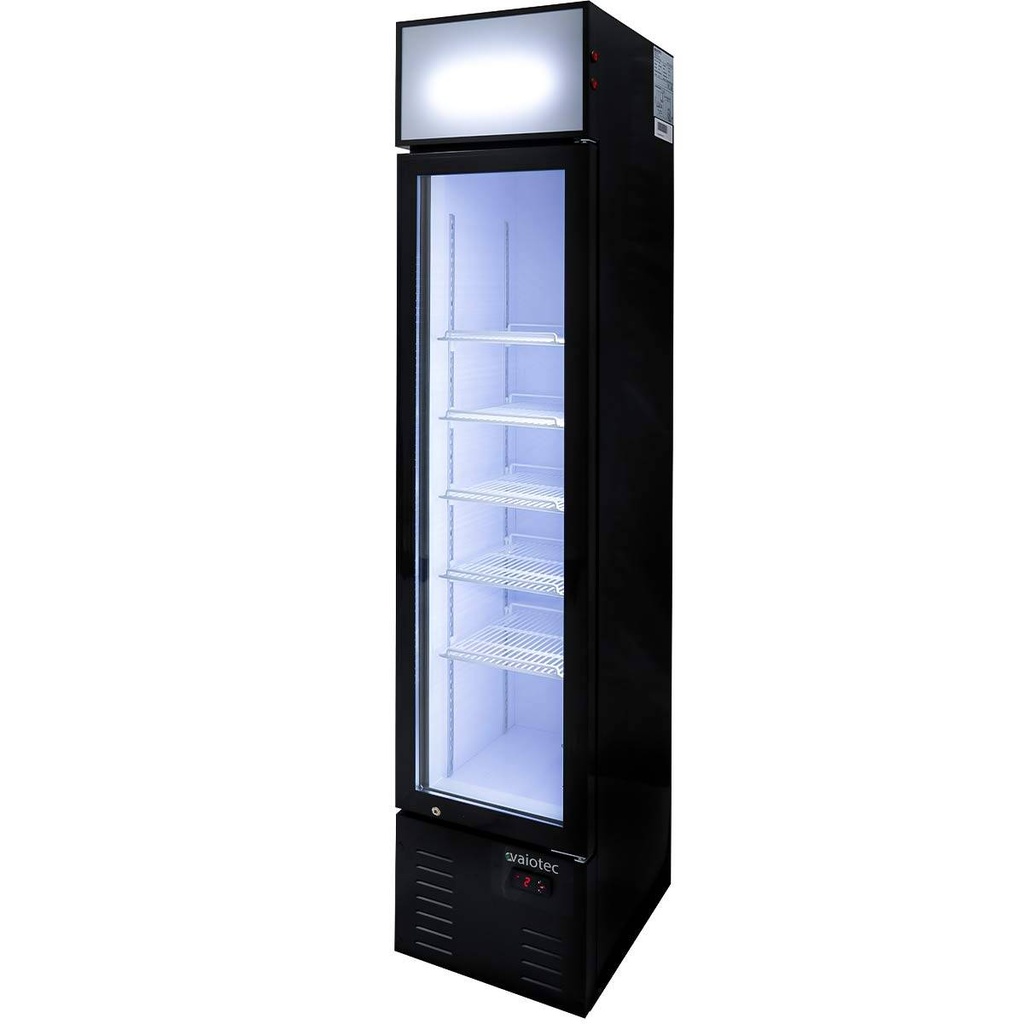 TOPLINE Getränkekühlschrank 1 Tür / 155 Liter mit Leuchtaufsatz "schwarz", 390 x 480 mm
