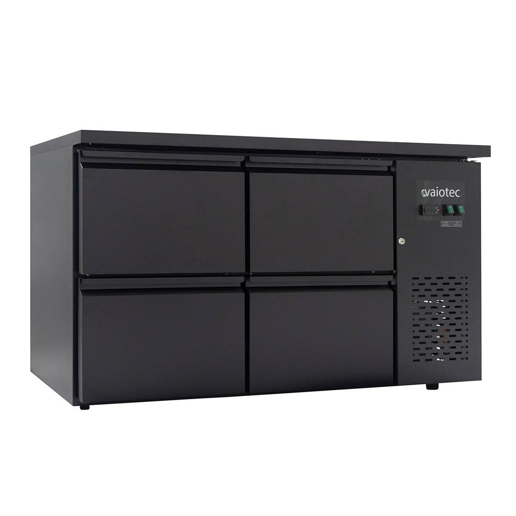 Barkühltisch schwarz / 4 Schubladen - 280 l, 1465 x 520 mm
