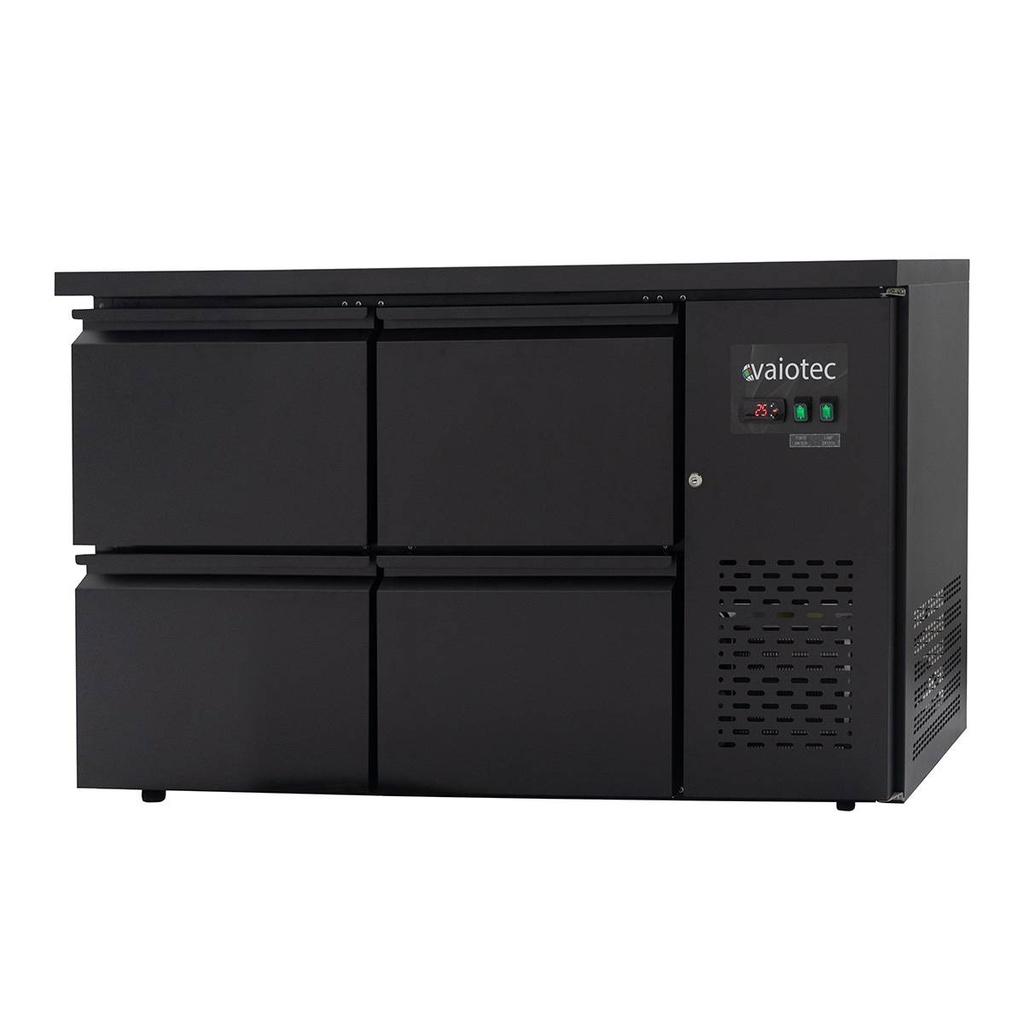Barkühltisch schwarz / 4 Schubladen - 280 l, 1465 x 520 mm