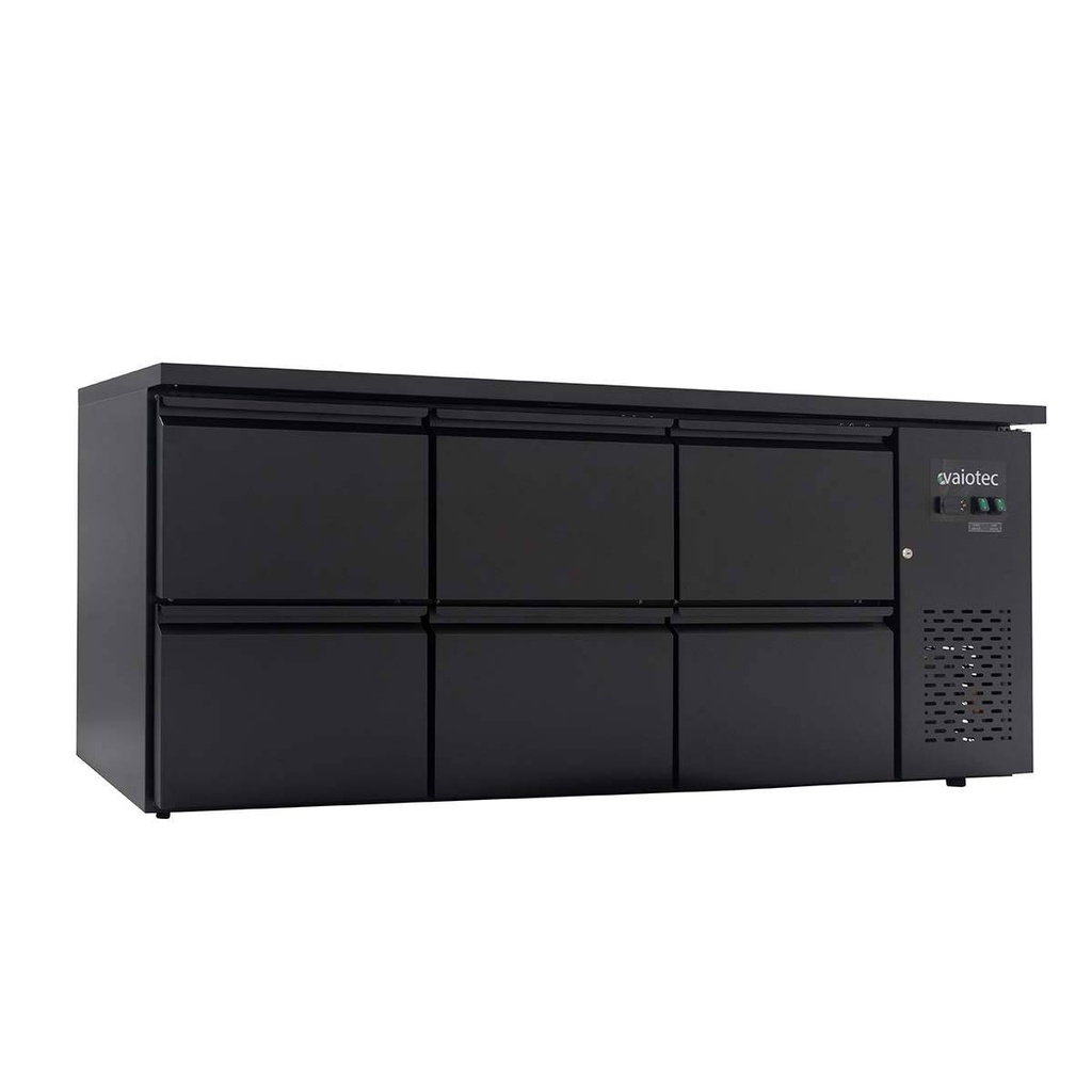Barkühltisch schwarz / 6 Schubladen - 425 l, 2005 x 520 mm