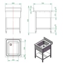 Spültisch / 1 Becken, 600 x 700 mm