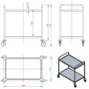 Servierwagen Edelstahl / 2 Böden, 860 x 540 mm