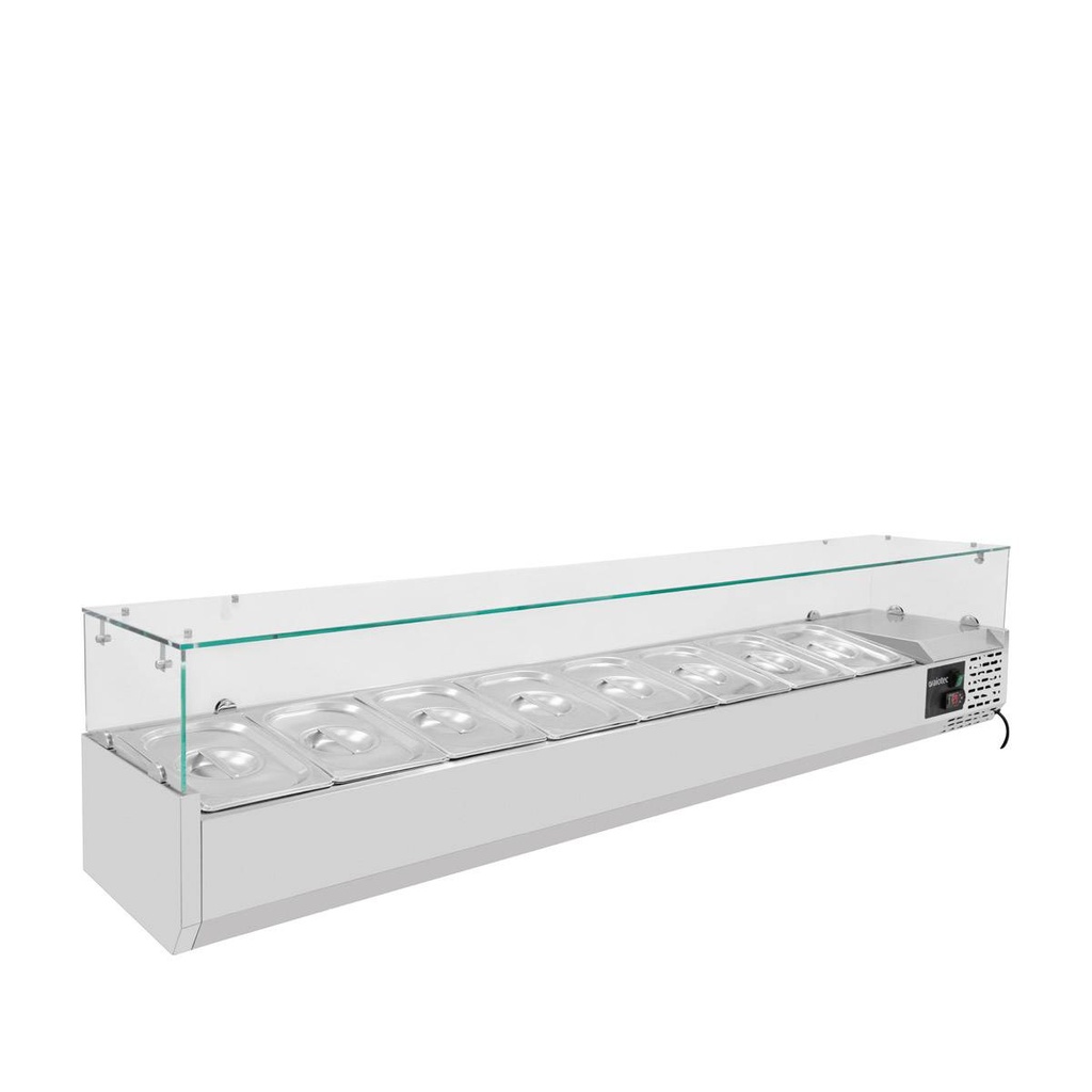 Kühlaufsatz mit Glasabdeckung 8xGN1/3, 1800 x 395 mm