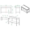 Arbeitstisch / mit Grundboden & Aufkantung, 1500 x 600 mm