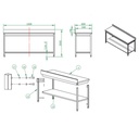 Arbeitstisch / mit Grundboden & Aufkantung, 1800 x 600 mm