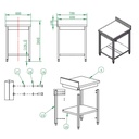 Arbeitstisch / mit Grundboden & Aufkantung, 600 x 700 mm