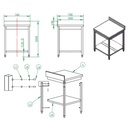 Arbeitstisch / mit Grundboden & Aufkantung, 700 x 700 mm