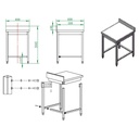 Arbeitstisch / unterfahrbar mit Aufkantung, 600 x 600 mm