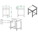 Arbeitstisch / unterfahrbar mit Aufkantung, 700 x 600 mm