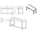 Arbeitstisch / unterfahrbar mit Aufkantung, 2000 x 600 mm