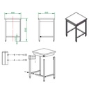 Arbeitstisch / unterfahrbar, 600 x 600 mm