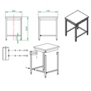 Arbeitstisch / unterfahrbar, 700 x 600 mm