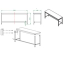 Arbeitstisch / unterfahrbar, 2000 x 600 mm