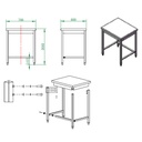 Arbeitstisch / unterfahrbar, 600 x 700 mm