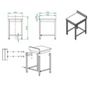 Arbeitstisch / unterfahrbar mit Aufkantung, 600 x 700 mm