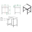 Arbeitstisch / unterfahrbar mit Aufkantung, 800 x 700 mm