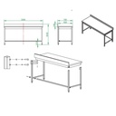 Arbeitstisch / unterfahrbar mit Aufkantung, 2000 x 700 mm