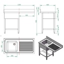 Spülcenter / 1 Becken links, 1200 x 600 mm