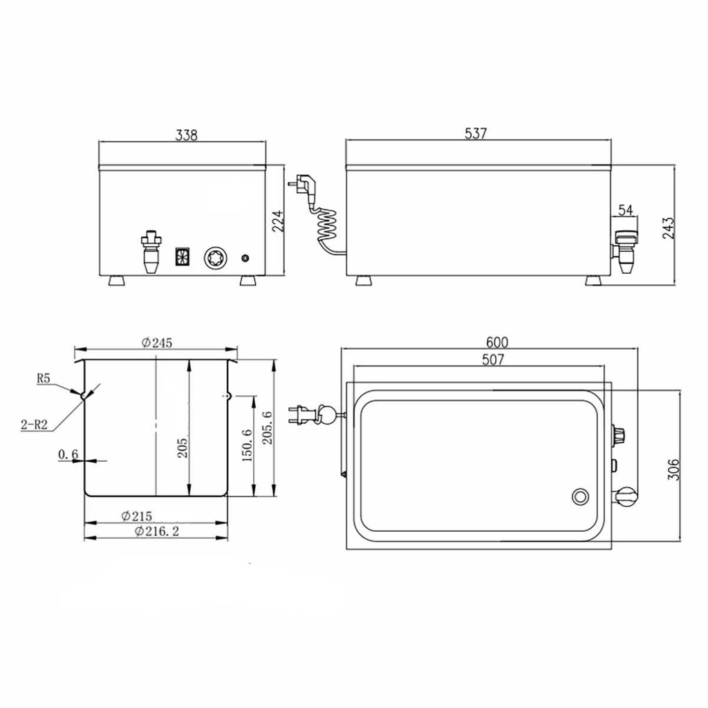 Bain-Marie mit Ablasshahn GN1/1, 338 x 600 mm