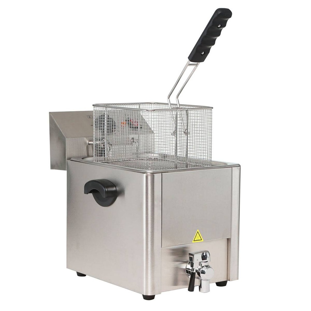 Elektro Fritteuse 1 Becken mit Ablasshahn 8 Liter, 310 x 570 mm