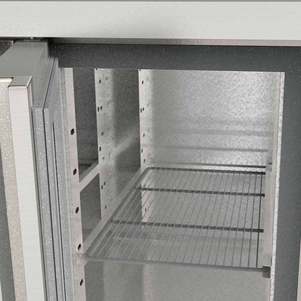 TOPLINE Kühltisch / 4-fach GN1/1 mit 2 Schubladen / 3 Türen, 2245 x 700 mm
