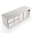 TOPLINE Kühltisch / 4-fach GN1/1 mit 4 Schubladen / 2 Türen, 2245 x 700 mm