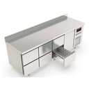 TOPLINE Kühltisch / 4-fach GN1/1 mit 6 Schubladen / 1 Tür & Aufkantung, 2245 x 700 mm