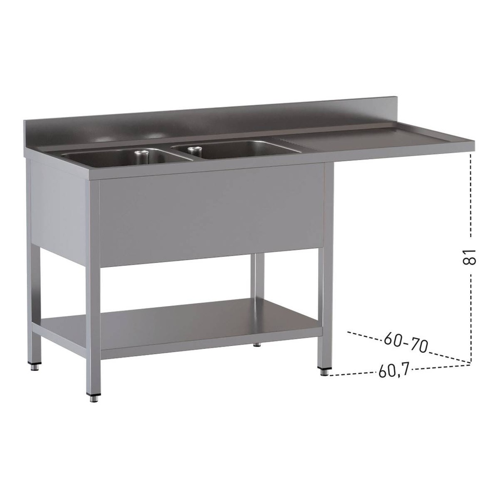 TOPLINE Spülcenter / 2 Becken links, 2000 x 700 mm