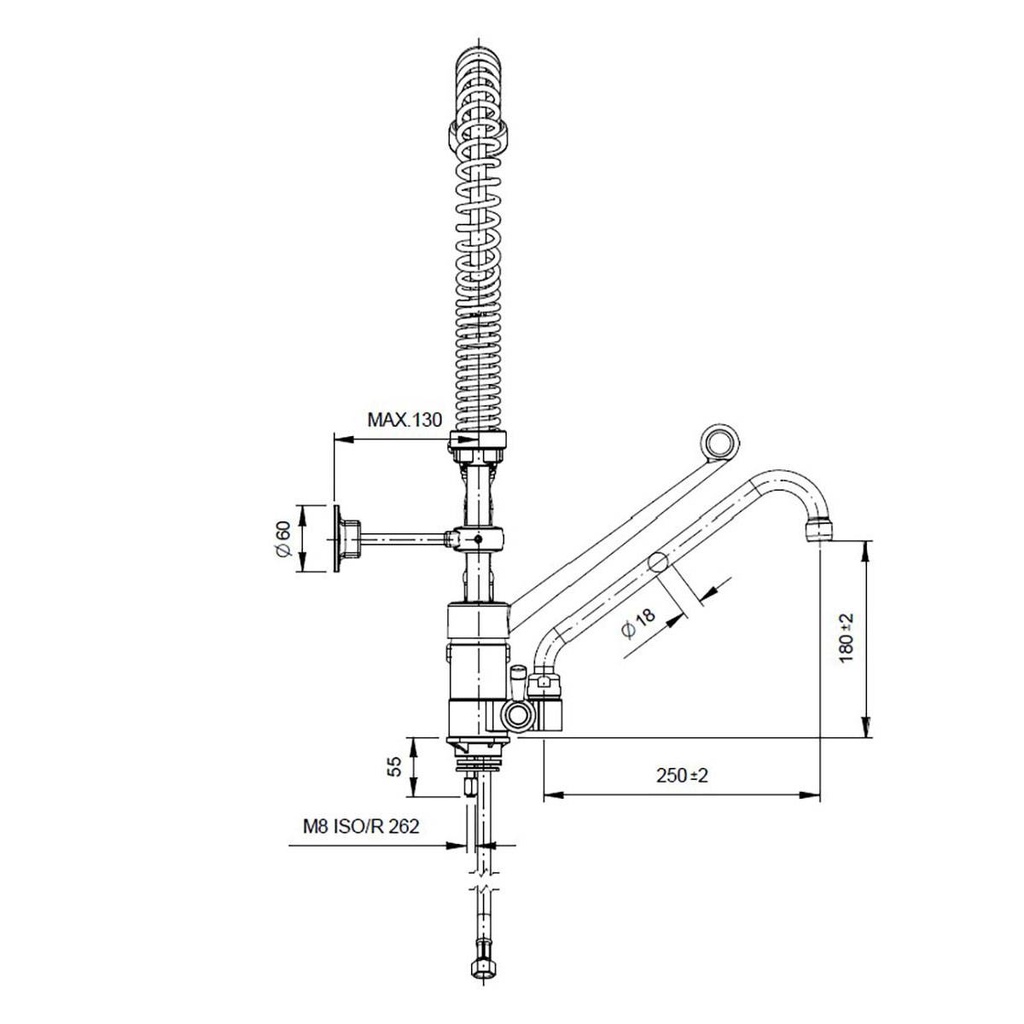 TOPLINE Geschirrwaschbrause mit Einhebelmischer - Einloch / Niedrigbauweise, 115 x 350 mm