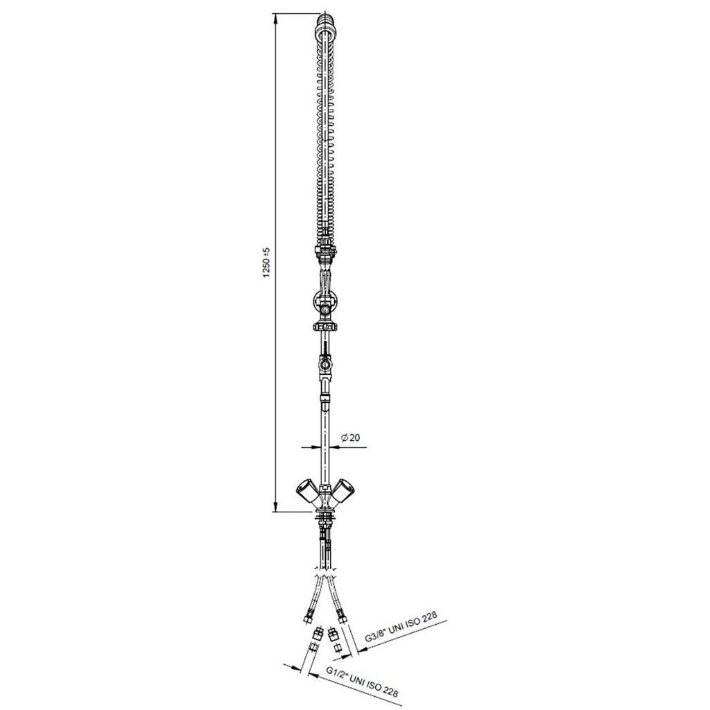 TOPLINE Geschirrwaschbrause mit Schwenkauslauf & 2 Mischventilen - Einloch, 105 x 350 mm