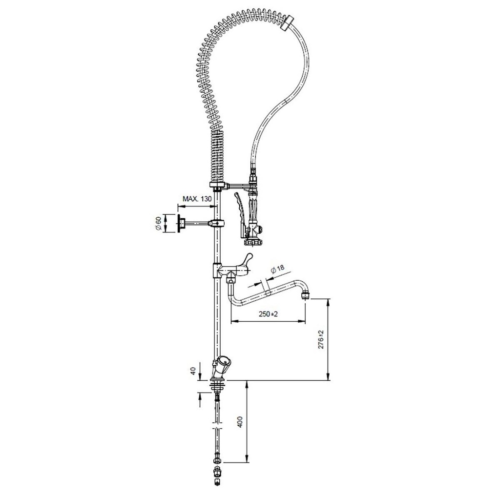 TOPLINE Geschirrwaschbrause mit Schwenkauslauf & 2 Mischventilen - Einloch, 105 x 350 mm