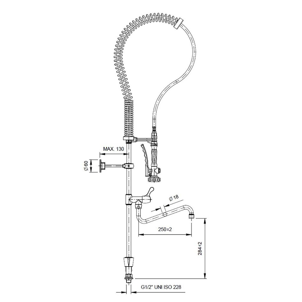 TOPLINE Geschirrwaschbrause mit Schwenkauslauf & 2 Mischventilen - Zweiloch, 160 x 350 mm