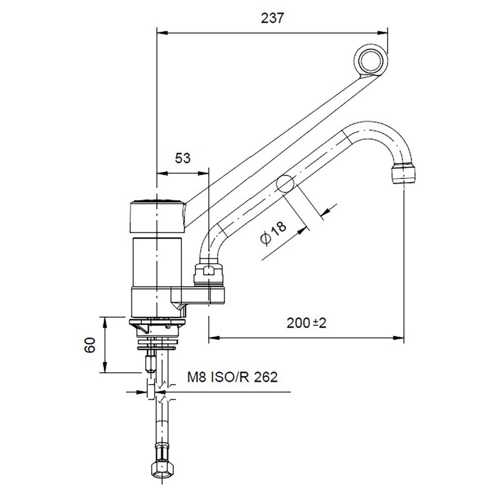 TOPLINE Mischbatterie mit Schwenkhahn & Einhebelmischer - Einloch, 55 x 245 mm
