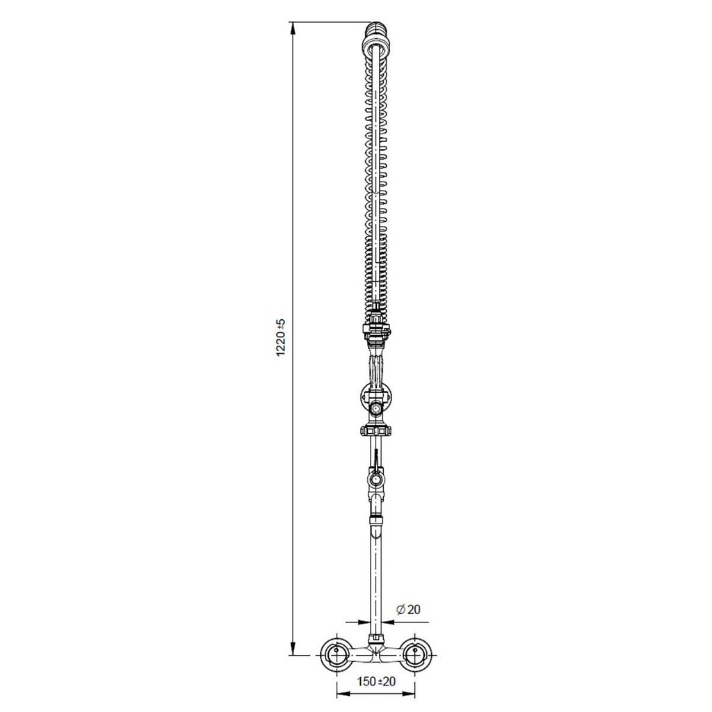 TOPLINE Geschirrwaschbrause mit Schwenkauslauf & 2 Mischventilen Wandmontage - Zweiloch, 155 x 350 mm