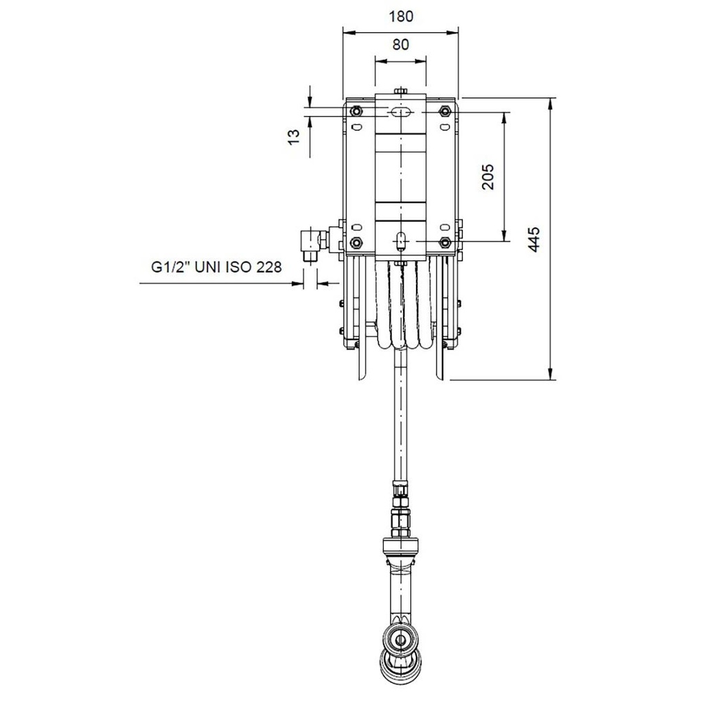 TOPLINE Schlauchaufroller mit Brause - 20 Meter, 180 x 700 mm