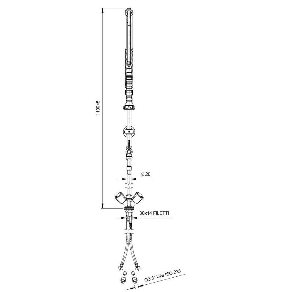 TOPLINE Geschirrwaschbrause mit Schwenkauslauf / 2 Mischventilen & Zug-Automatik - Einloch, 140 x 350 mm