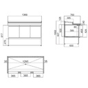 Zubereitungstisch Mini / 3-fach für 7x GN 1/3, 1365 x 700 mm