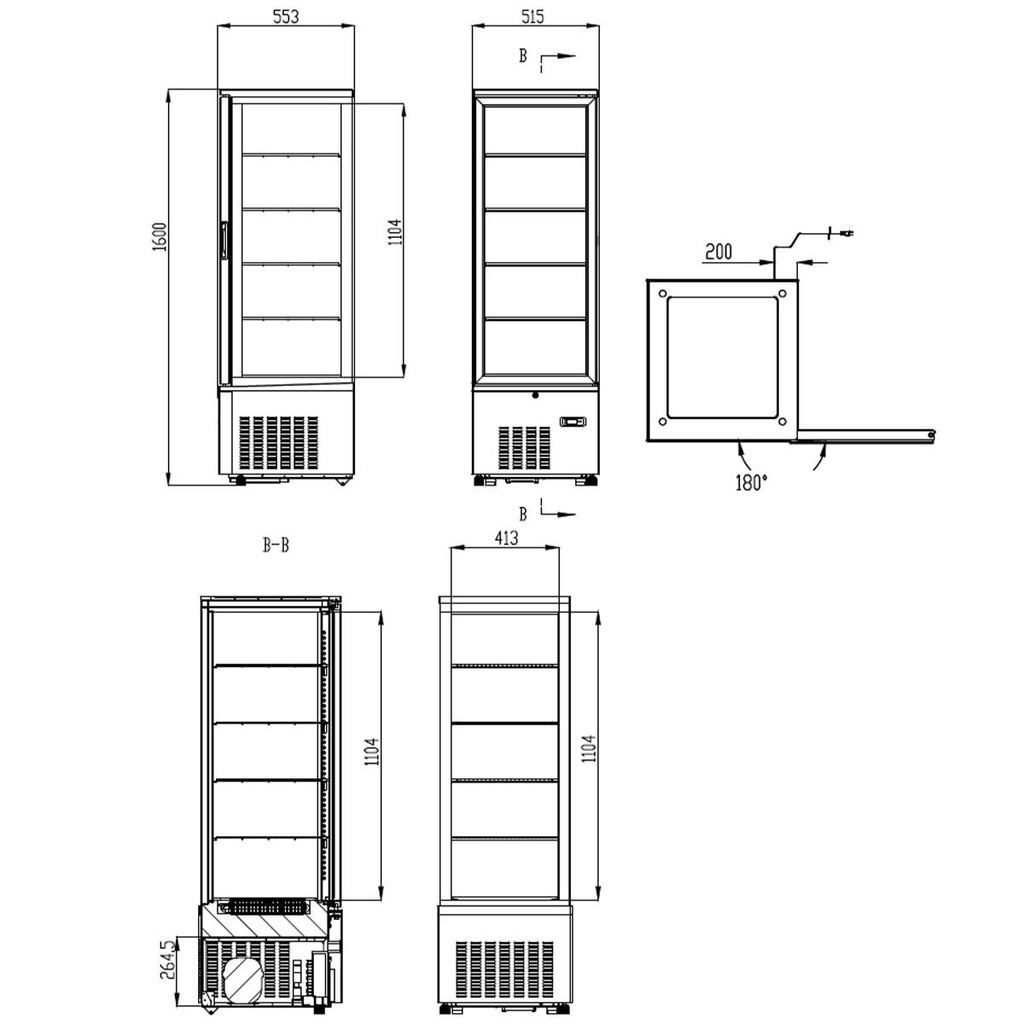 TOPLINE Kühlvitrine 4-fach / 237 Liter "weiß", 515 x 553 mm