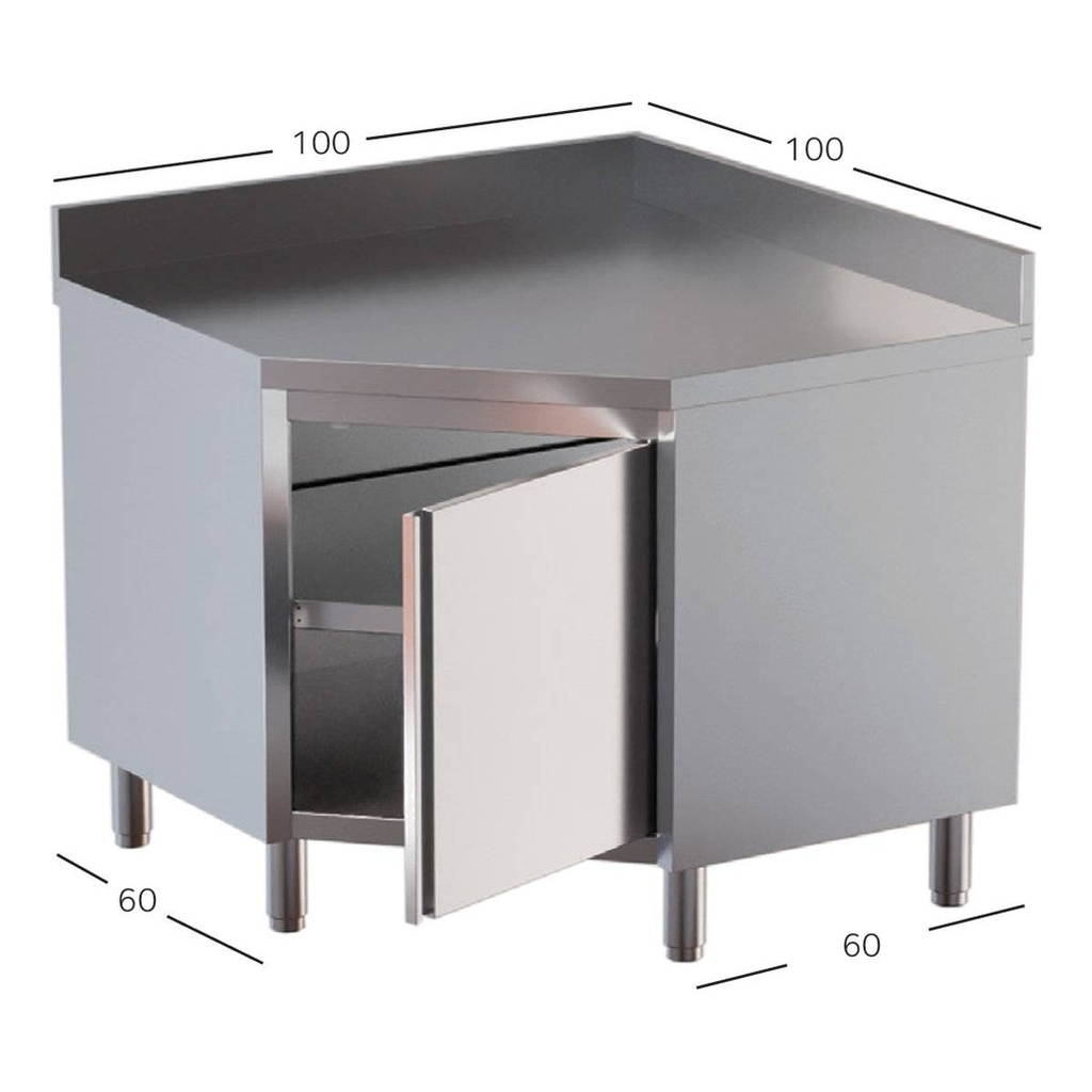 TOPLINE Eckarbeitsschrank / Flügeltür und Aufkantung, 900 x 900 mm