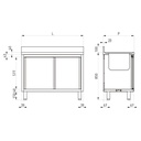 TOPLINE Spülschrank / 2 Becken links mit Schiebetüren, 1600 x 600 mm