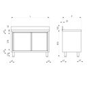 TOPLINE Arbeitsschrank / offen mit Aufkantung, 2000 x 700 mm