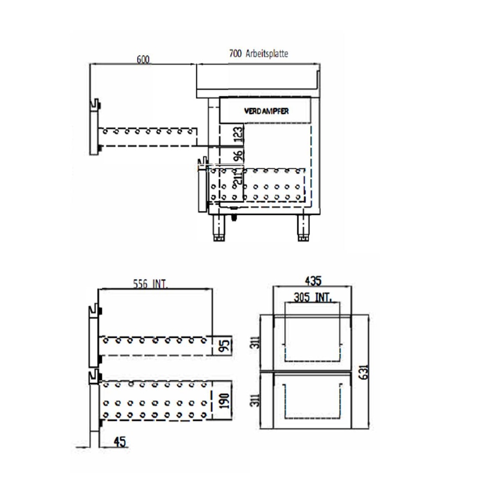 TOPLINE Tiefkühltisch / 2-fach GN1/1 mit 2 Schubladen / 1 Tür, 1345 x 700 mm