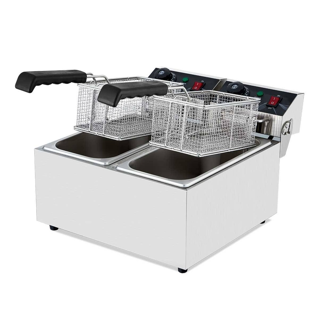 Elektro Fritteuse 2 Becken 6+6 Liter, 390 x 440 mm