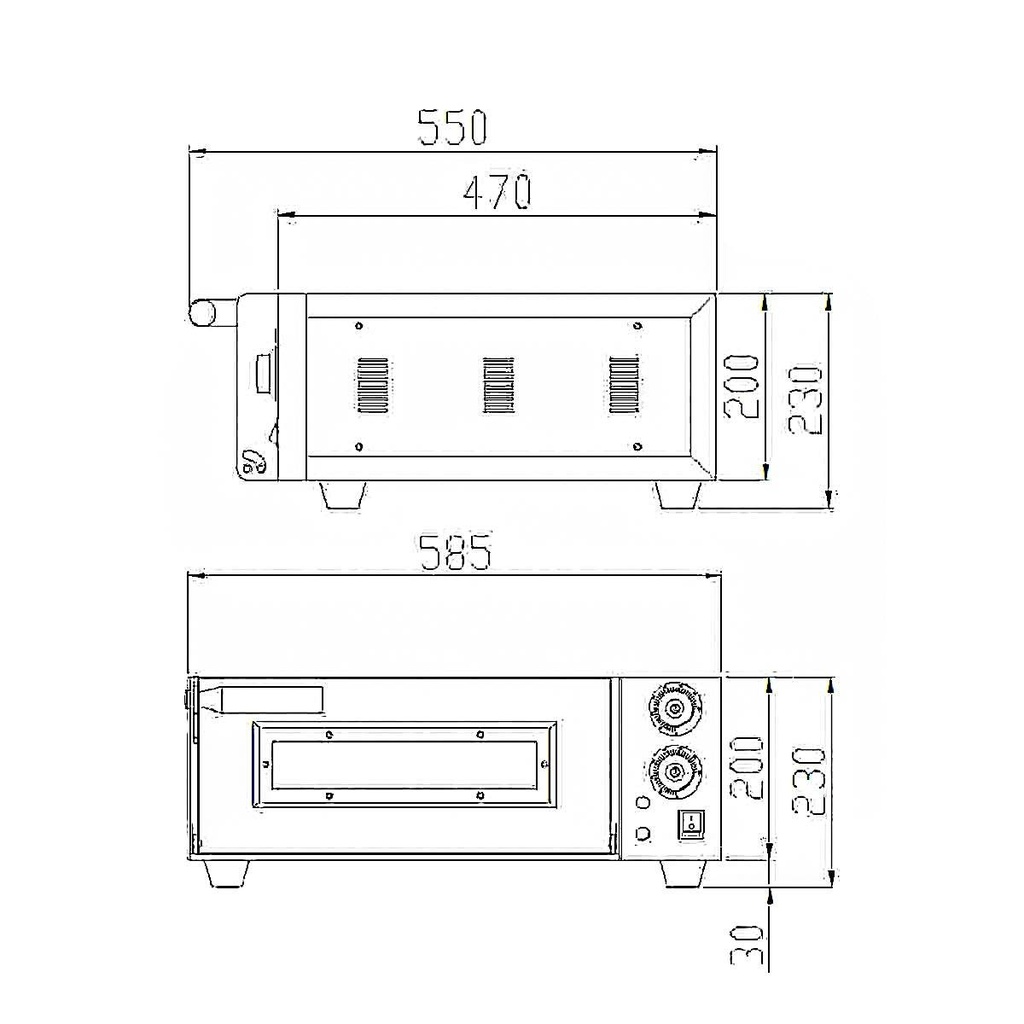 Elektro Pizzaofen mit 1 Backkammer, 585 x 570 mm