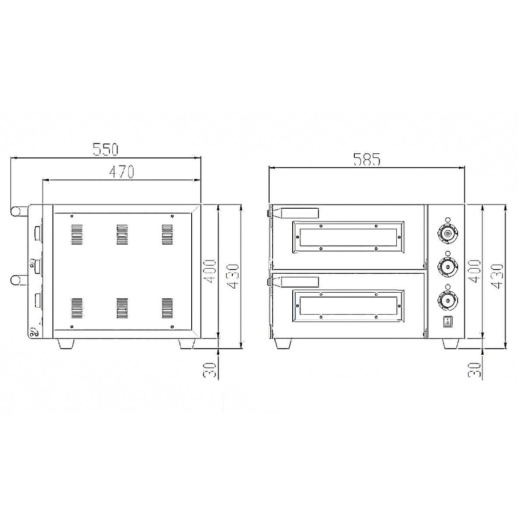 Elektro Pizzaofen mit 2 Backkammern, 585 x 570 mm
