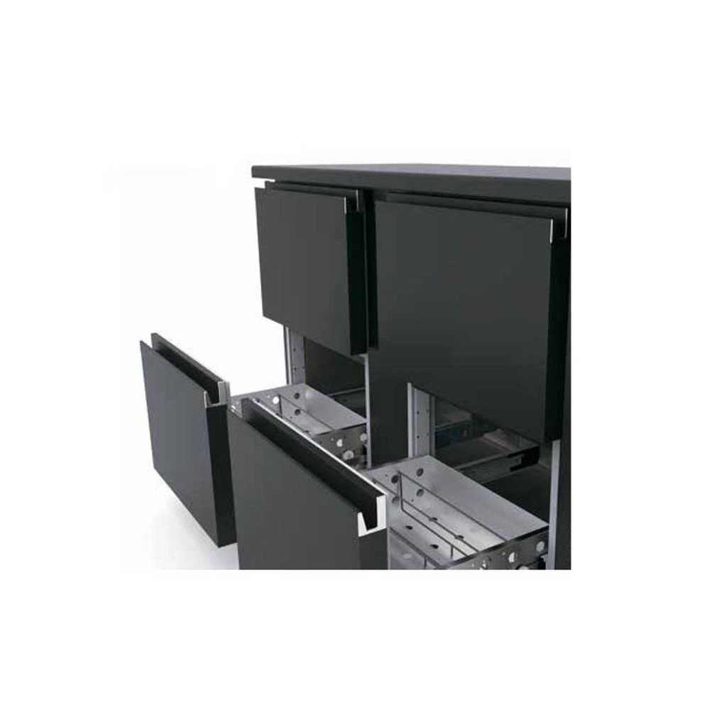 TOPLINE Barkühltisch schwarz / 1 Tür & 4 Schubladen, 2025 x 530 mm