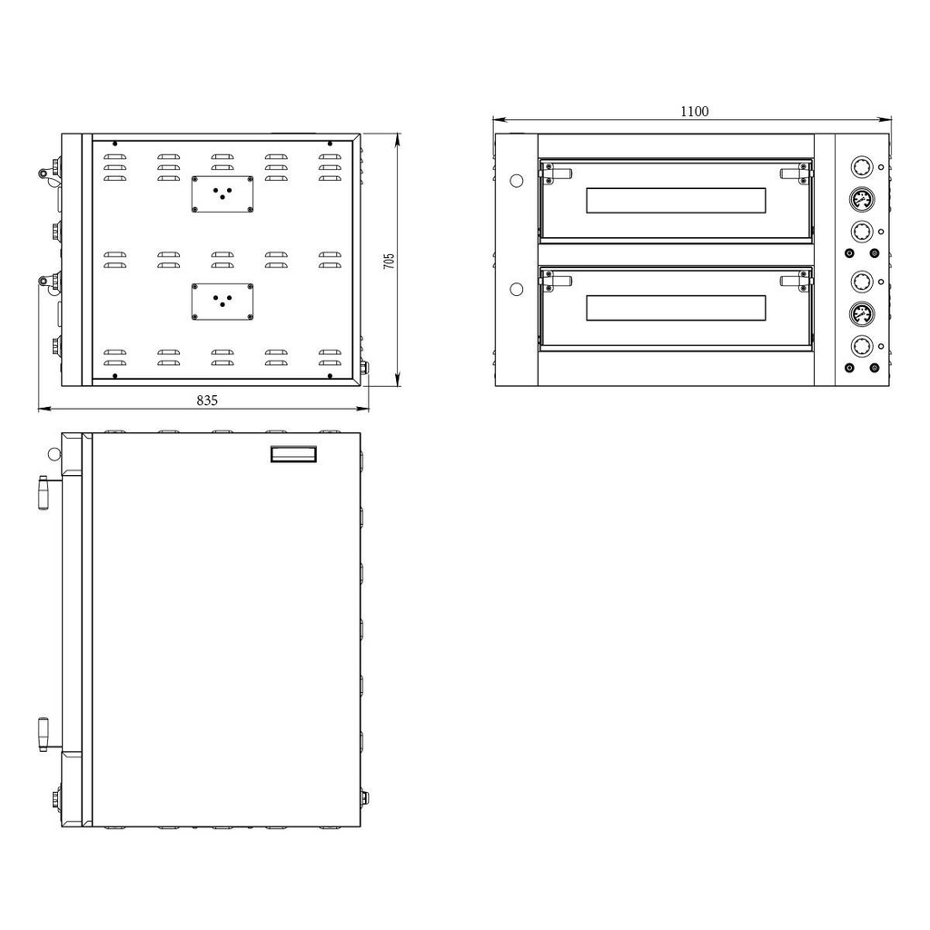 TOPLINE Elektro Pizzaofen 4+4 x 34 cm, 1100 x 835 mm