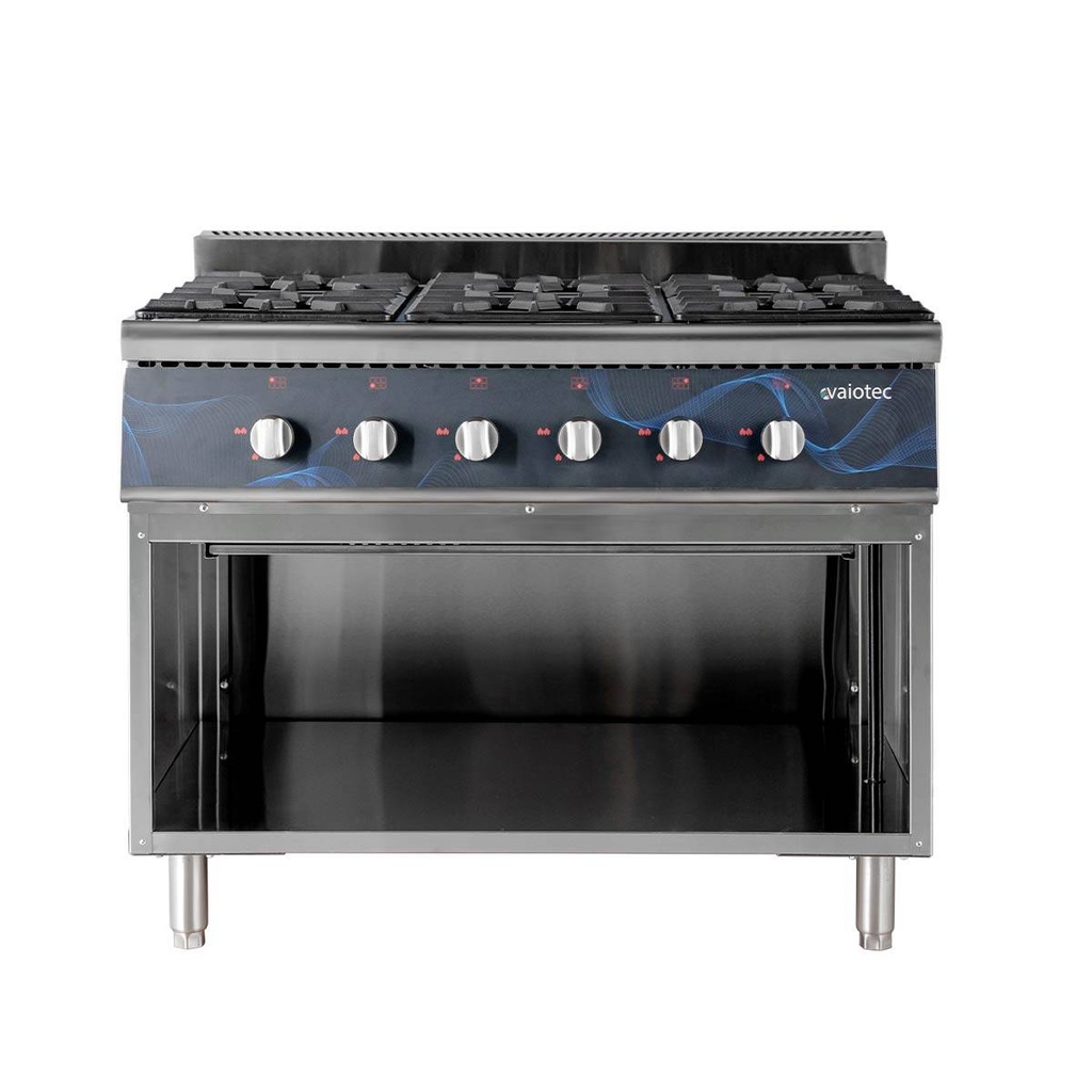 Gasherd - 6 Brenner 43,2 kW - offener Unterbau, 1100 x 700 mm