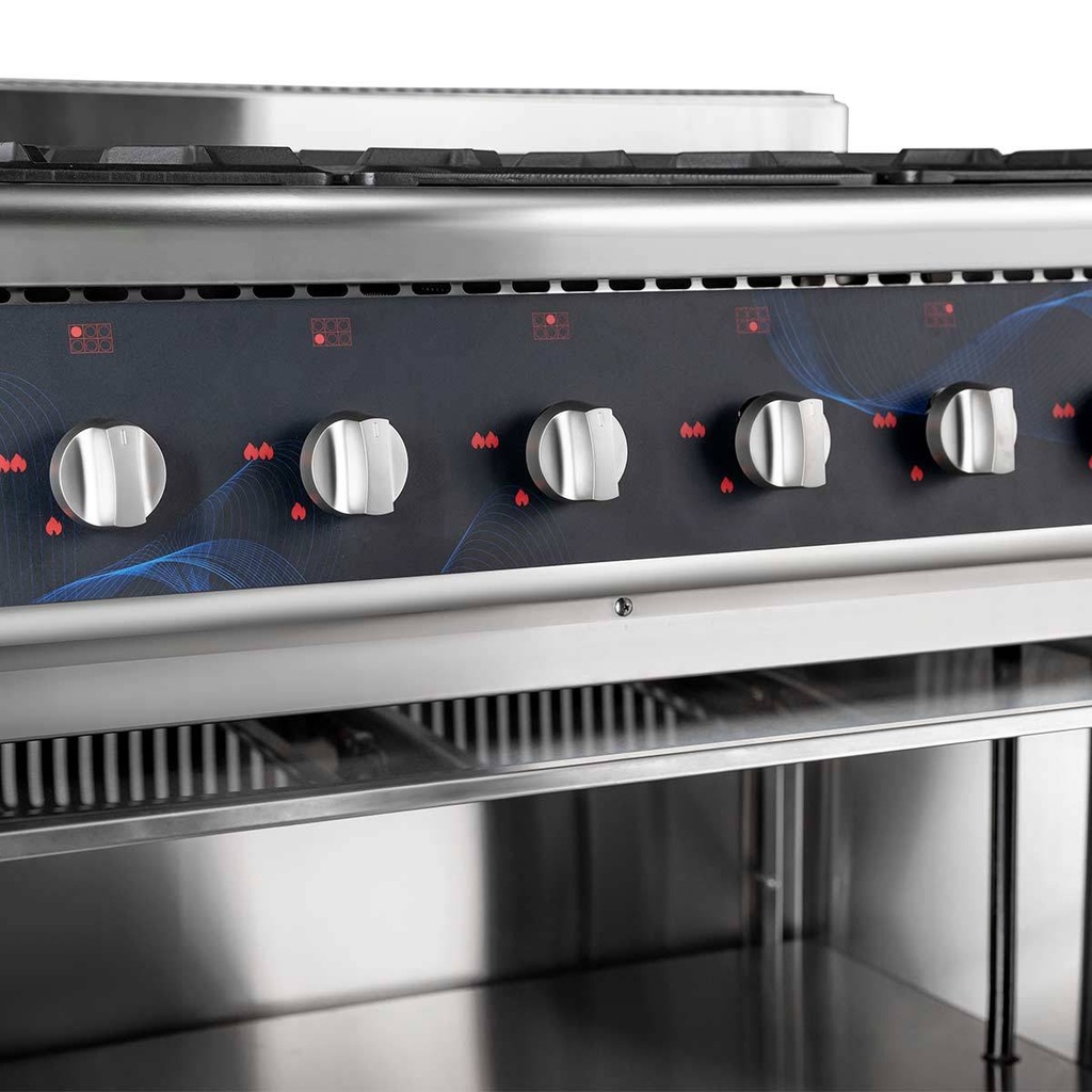 Gasherd - 6 Brenner 43,2 kW - offener Unterbau, 1100 x 700 mm